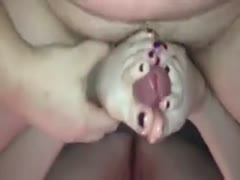 Beautiful point-of-view scene in which my attractive white woman rubs my rod with her foot